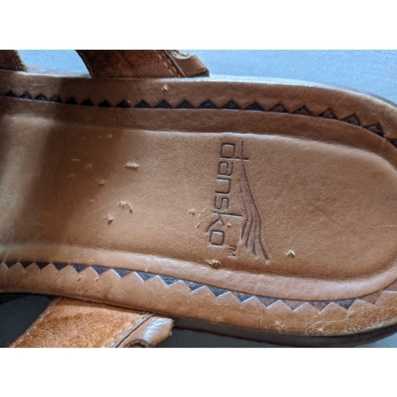 Dansko Brown Leather Open Toe Slide Sandals - Picture 8 of 13